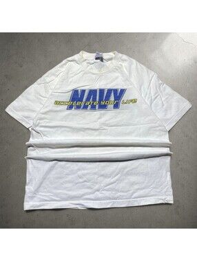 Vintage 00s Murina "NAVY" Graphic T-Shirt White - Fits Large